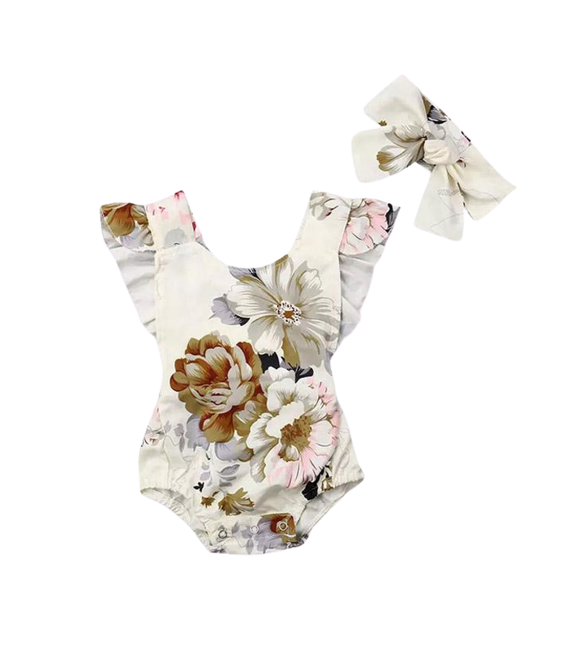 Sweet Floral Baby Romper Set - RTS