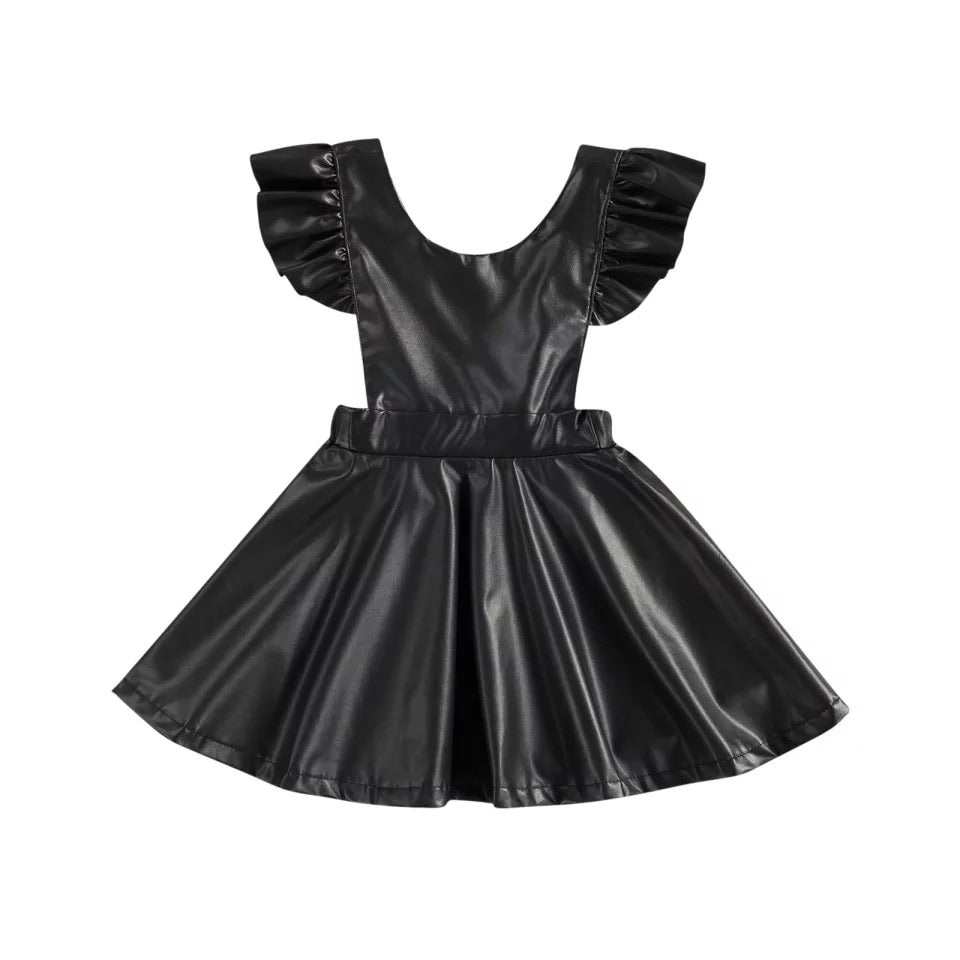 Aubrielle Black Leather Backless Dress - PREORDER