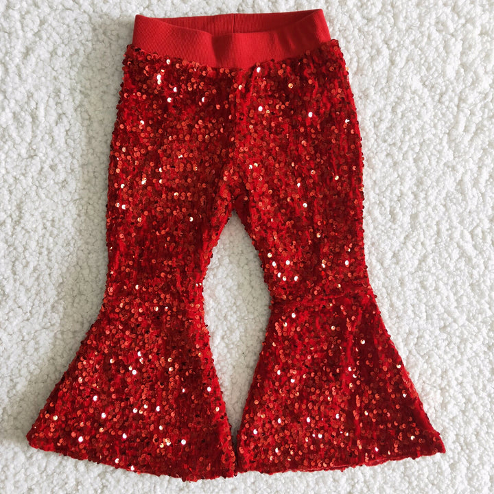 Red Sequined Bell Bottoms - (PO)