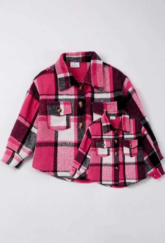 Mommy & Me - Pink Plaid Button Down Shirt
