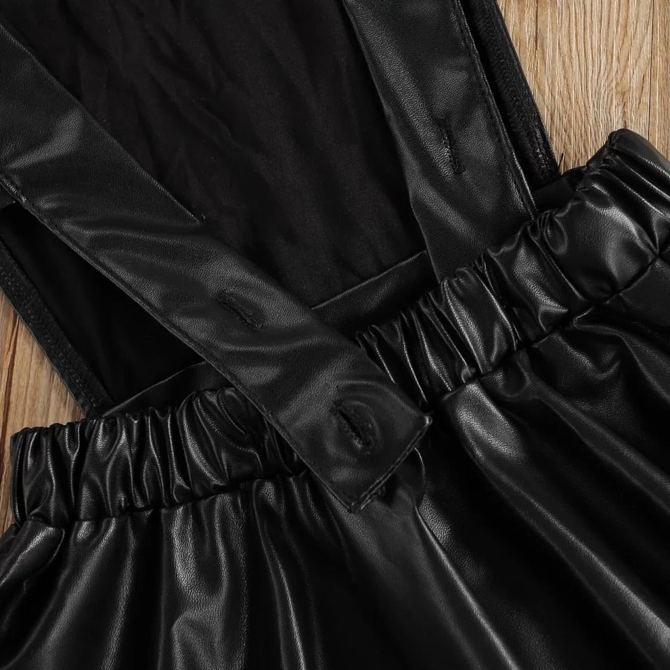 Aubrielle Black Leather Backless Dress - PREORDER