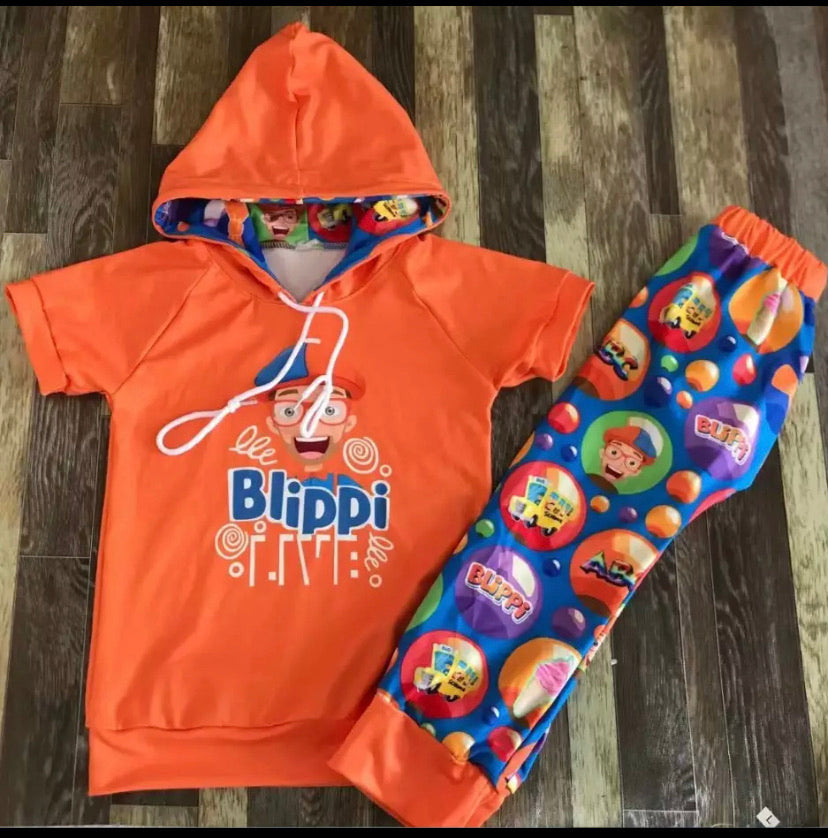 Orange Blippi Hoodie Set- PO