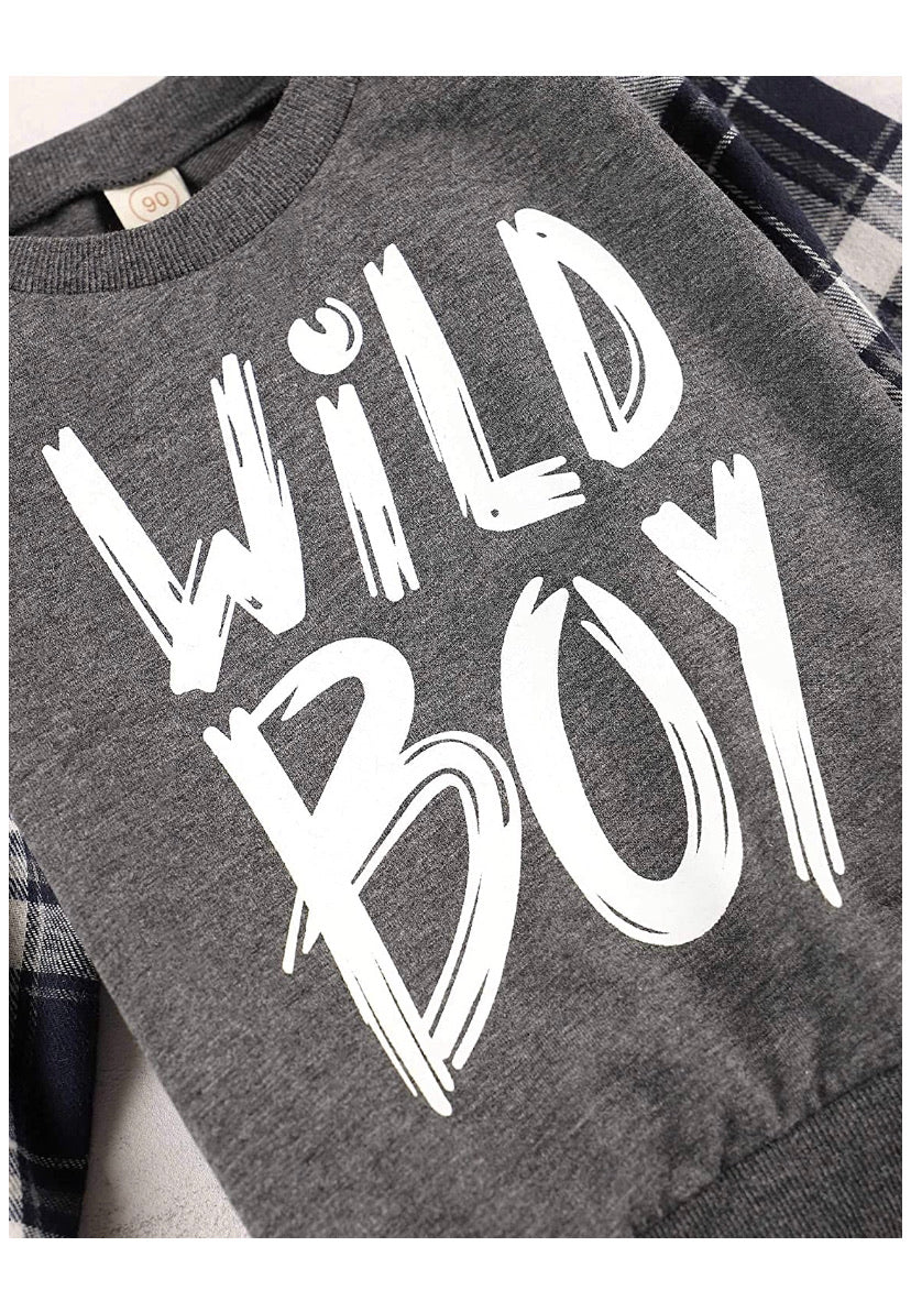 Wild Boy Grey Plaid Set - RTS