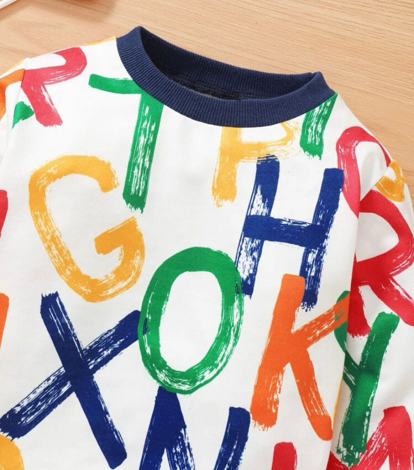 Boys Letter Print Pullover Top